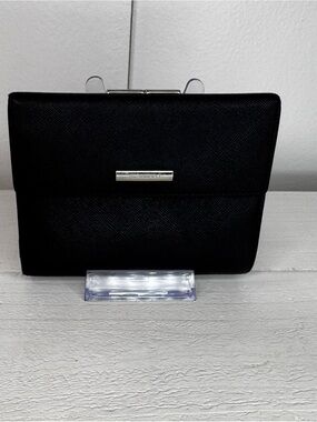 Burberry Black Leather Wallet Clutch Nova Check Organizer Vintage